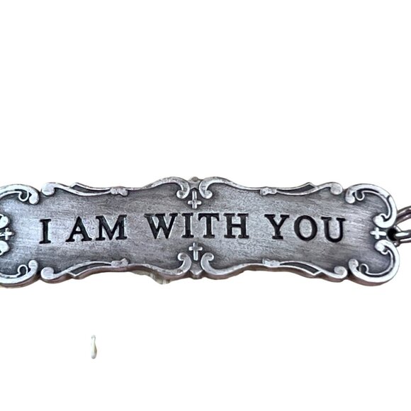 Vintage Silver Tone I Am With You Glass Beaded Stretch Bracelet Inspirational - Picture 2 of 5